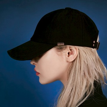 VARZAR 玫瑰金 雙環 寬鬆棒球帽  F  黑色