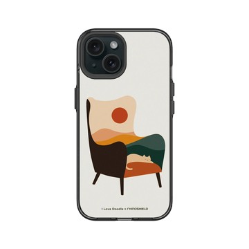 iPhone 15 Clear 酷墨灰 - ilovedoodle (Lim Heng Swee) - Cat Landscape - Chair 貓咪椅子
