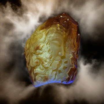 天然白花蜜蠟一念之間掛擺件 氧化金絞石窟 附保卡 法輪輪轉