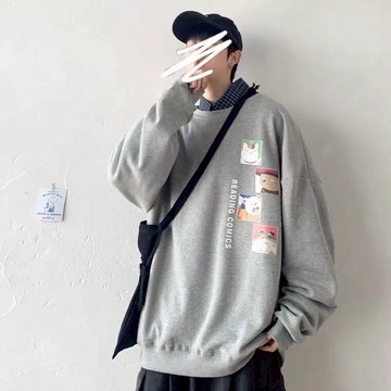 秋季圓領衛衣男士寬松潮流百搭學生港風嘻哈潮牌ins春秋外套