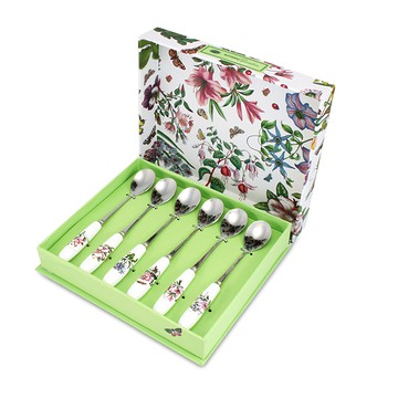 PORTMEIRION 波特玫琳恩 經典植物園系列 茶匙組 陶瓷不鏽鋼  混合顏色 6支  1盒