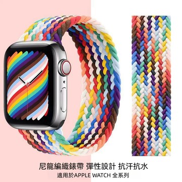 彈力編織 彩虹錶帶 尼龍錶帶 適用 Apple Watch 10 9 錶帶 8 7 SE 蘋果錶帶 42 44 46mm
