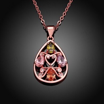 現貨+預購 玫瑰金項鍊水晶吊墜-水滴時尚高貴女飾品七夕情人節生日聖誕節交換禮物73br60【獨家進口】【米蘭精品】