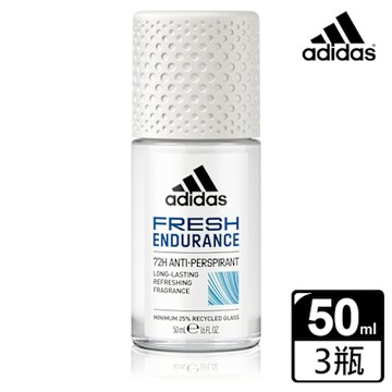 adidas愛迪達 女性制汗爽身滾珠x3罐組(清新長效)50ml