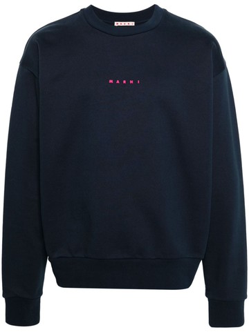 Marni - logo-print cotton sweatshirt - men - Cotton - 44 - Blue