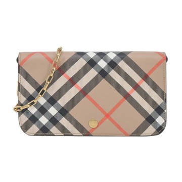 BURBERRY新款格紋鏈帶信封包(沙色)