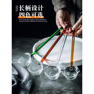 彩色透明長柄玻璃勺耐高溫調料勺子鷹嘴大湯勺煮茶勺熱油勺酒水勺