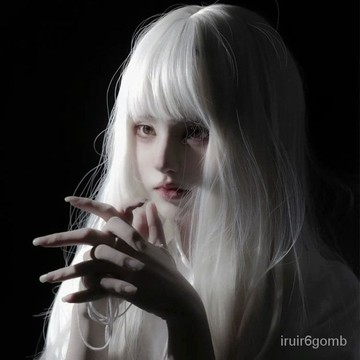 🔥蝦皮代開發票🔥 假髮女巫長直髮日常純白色lolita空氣劉海原宿酷帥修圓臉COS假毛 JYJB