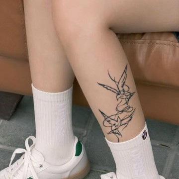 發2張【高飛雙鴿】真實感半永久刺青圖案草本紋身貼仿真持久男女