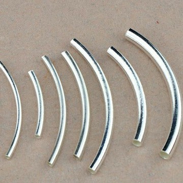 S925銀管子配件 光面彎管 串珠材料手鏈腳鏈手串配飾 手工DIY飾品