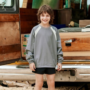 OhSunny 兒童長袖 T 恤防曬套頭衫沙灘抗氯抗紫外線 UPF50+