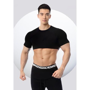 健身t恤男短袖夏季顯肌肉條紋圓領修身彈力速干健身衣運動訓練服