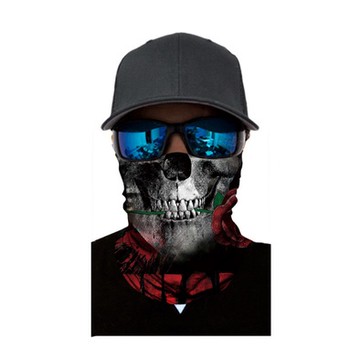 【哈狼族】面罩/魔術巾MaX045骷髏系列多功能無縫魔術巾3D玫瑰骷髏騎行面罩運動頭巾頭帶防風防曬吸汗透氣頭套圍脖