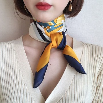 春秋季新款絲巾女 小方巾職業領巾 韓國潮護頸圍巾 防曬圍脖防真絲70