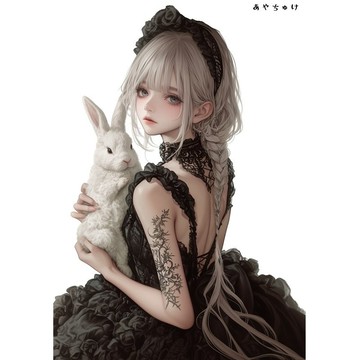 【3 月新品 2】07-095-0240 人物貼紙 貓咪與女孩蕾絲