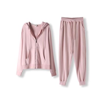 2025春秋季新款時尚拉鏈衛衣跑步運動套裝女寬松顯瘦休閑兩件套裝