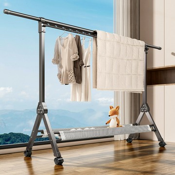 免運 浴室用品 晾衣架落地可折疊伸縮掛衣服涼曬桿室內外家用陽臺曬被子衣架神器工廠現貨直銷 售後保障 全館免運 5h1225