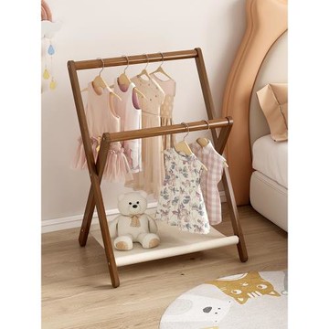 兒童衣架落地臥室簡易衣帽架可折疊小型晾衣架床邊晚上放衣服神器