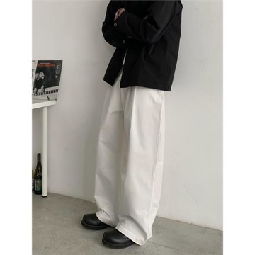 INKNOTS復古廓形雙褶寬松傘兵褲男女高級直筒簡約工裝闊腿休閑褲