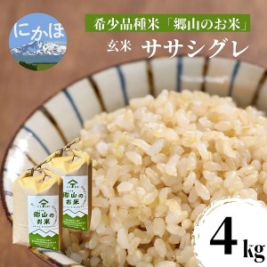 ササニシキの親　農薬不使用のササシグレ「郷山のお米」4kg（2kg×2袋）（玄米）