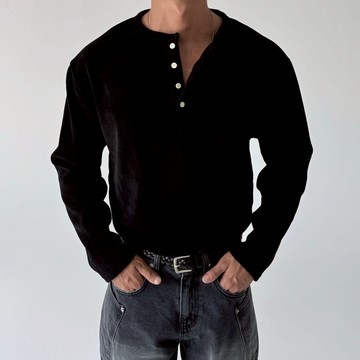 正韓日常質感羅紋亨利領長袖上衣 3色 YUPPIE 預購商品 1028