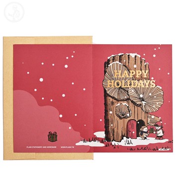 來自精靈的祝福 燙金佳節愉快卡