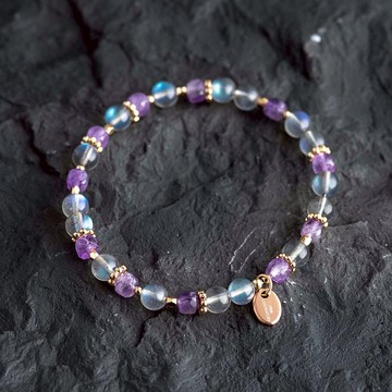 拉長石紫水晶手鍊|天然水晶客製化禮物