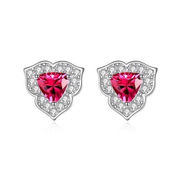 [巴黎精品] 鋯石耳環925純銀耳針-簡約個性三角彩寶女飾品v1aa65