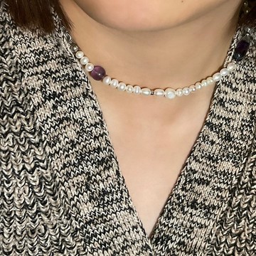 星球效應 | 天然礦石水晶 螢石 天然淡水珍珠 鋼鍊 項鍊