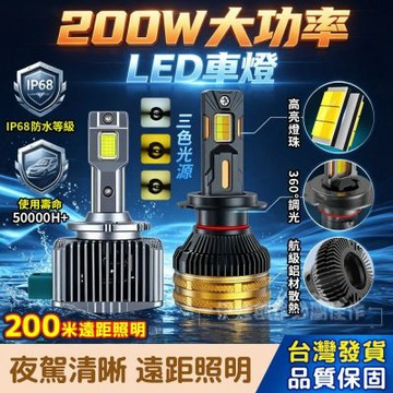 三色光汽車LED燈 超強亮度 6000K白光 12-24V 100W IP67防水 航級鋁散熱 公司貨