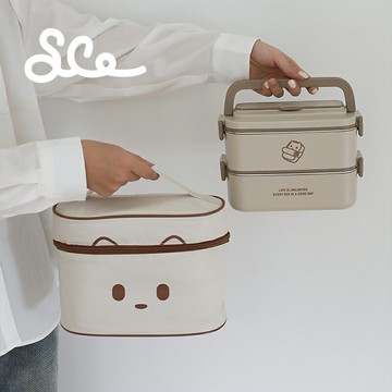 熱銷素生家居飯盒304不銹鋼雙層帶飯上班族大容量加熱便攜餐盒