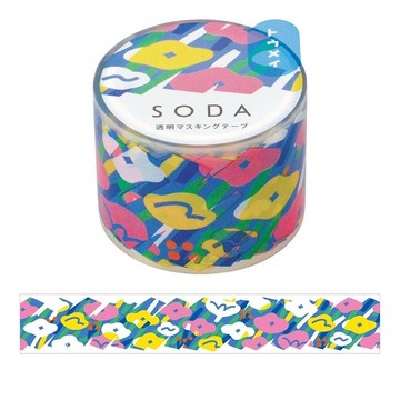 【KING JIM】HITOTOKI SODA 透明PET卷狀膠帶 30MM 花園