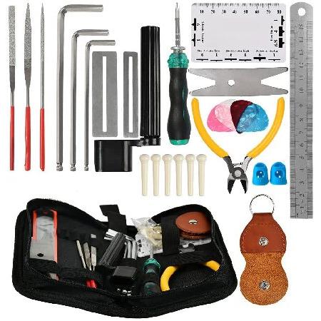 Guitar Tool Kits, 28Pcs Repair Setup Maintenance Adjustments with Carry Bag DIY for Electric Guitar, Ukulele, Bass Banjo ＆ Other Stringed Instruments