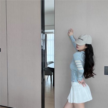 Qiauuu秋季tb純羊毛純欲針織開衫女高品質修身顯瘦四條杠長袖上衣