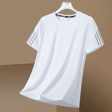 速幹t恤男冰絲夏季薄款運動短袖寬鬆健身衣服訓練跑步服戶外上衣跑步 健身 羽球 工作服 圓領短袖
