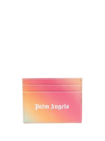 Palm Angels - ombré logo-print cardholder - unisex - Calf Leather/Viscose - One Size - Pink