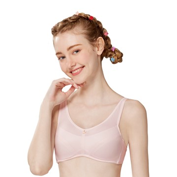 SWEAR 思薇爾 綻FUN鯨彩系列 A-B罩 無鋼圈 素面 包覆 少女內衣 (雪花粉)