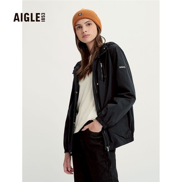 【AIGLE】女 抗UV防潑外套AG-3A249A100 黑色(女裝 抗UV外套 防潑水外套)