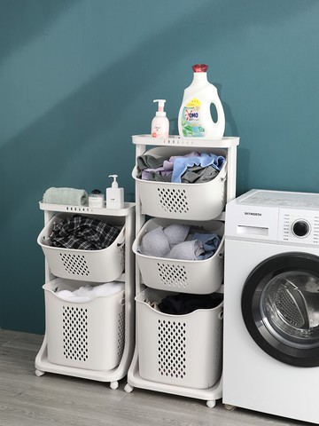 浴室輕奢臟衣籃推車ins風帶籃子衛生間臟衣簍衣服收納筐窄置物架