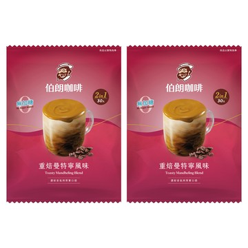 金車 MR.BROWN 伯朗咖啡 2合1即溶咖啡 重焙曼特寧無糖  10.5g  30包  2袋