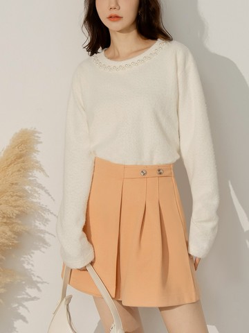 優雅珍珠領針織上衣