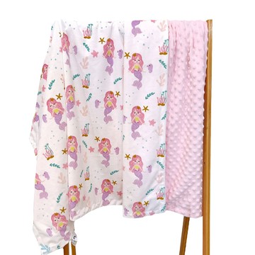 JoyNa - 雙層印花保暖蓋毯 包巾-美人魚 (75*120cm)