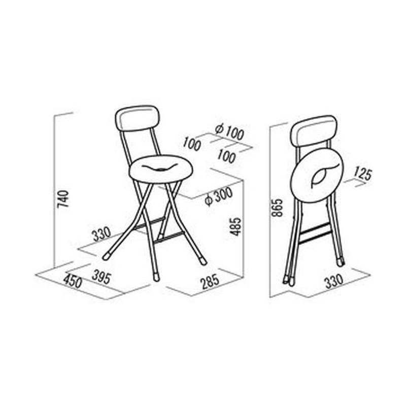 折りたたみ椅子 幅33cm ブラウン×ミルキーホワイト 円型座面 スチール