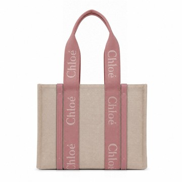 [平輸版]Chloe Woody tote bag帆布托特包(中號/玫瑰粉)真品平輸