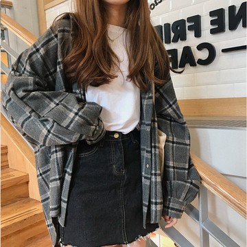 【現貨&限時免運中】韓妞必備外套 現貨百搭格子外套 寬鬆oversize格子大衣 外套 長袖外套 薄外套