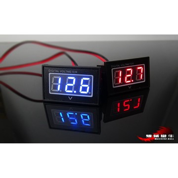 ≡MACHINE BULL≡ 全密封 LED數顯 防水電壓表 DC2.5V~30V 接反不燒 電瓶測量 12-24V