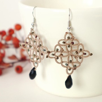 梭織蕾絲耳针- Lombusu Walnut 棕