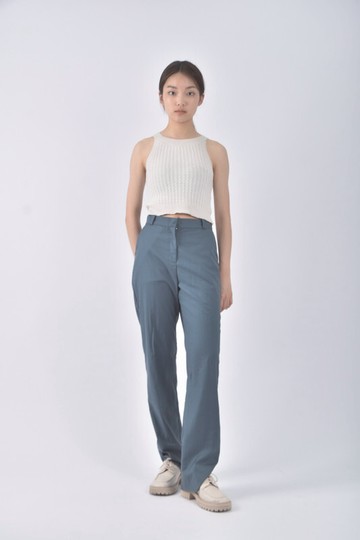 (M) studio doe高腰質感西裝綠色長褲