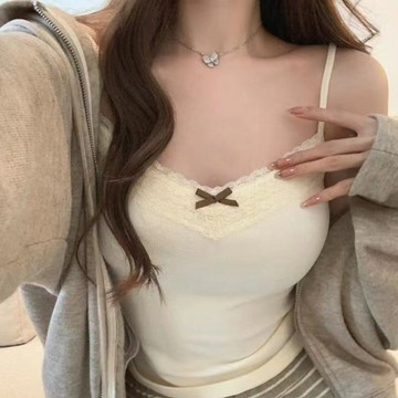小紅書同款 蝴蝶結 純欲風 吊帶背心女 性感修身 外穿內搭 無袖 打底 上衣女 百搭內衣 透氣舒適 無痕