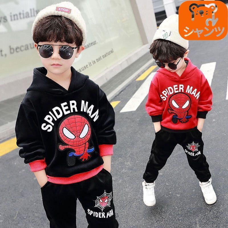 子供服 スパイダーマン SpiderMan セットアップ キッズ 上下セット 2点